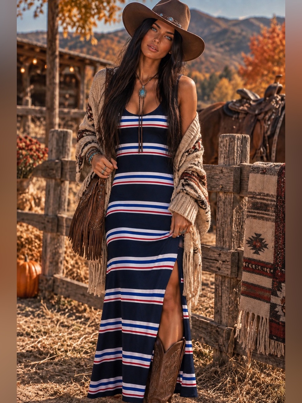 Ambiance Apparel Striped Maxi Dress